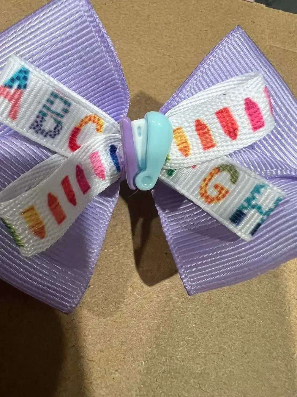 Back to School Alphabet and Crayon Print Hair Bow Clips (Set of 2)
